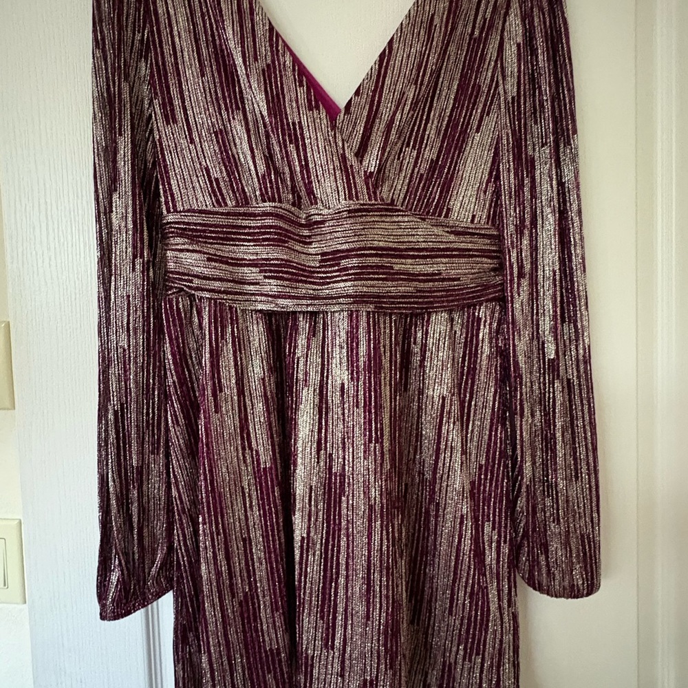 Chic Long Sleeve Burgundy and Silver one piece skort.